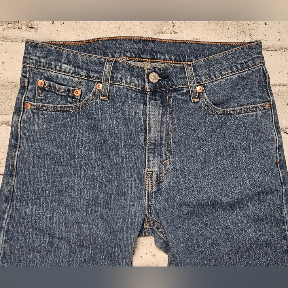 Levi’s 513 Slim Straight Jeans W30 Hemmed 27” Inseam Classic Blue - Picture 4 of 11